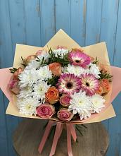 Букет цветов из:  Розы, Герберы и Хризантемы #REPLACE_PRED# Бородино