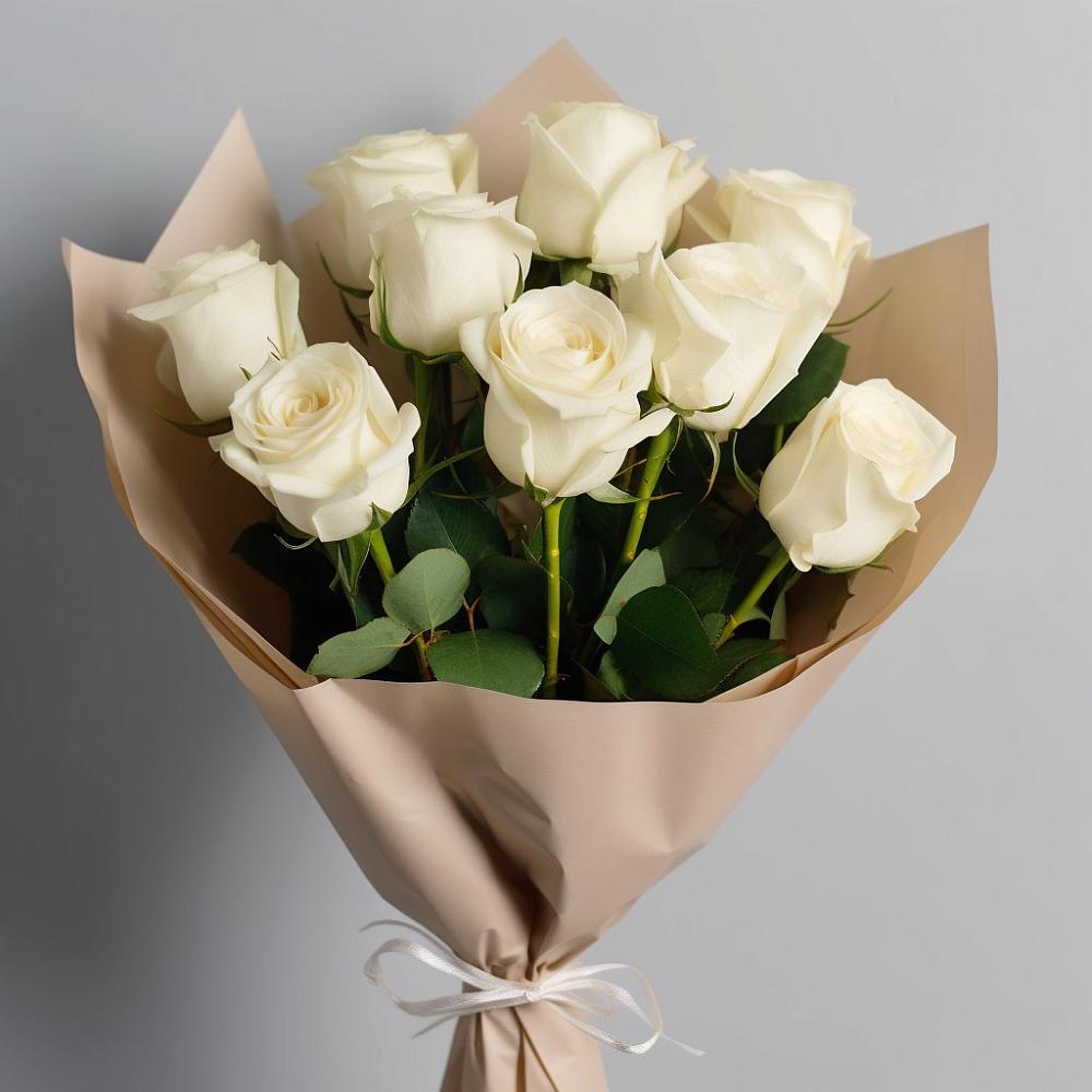 Букет 9 Белых роз Эдлесс Лав в Бородино