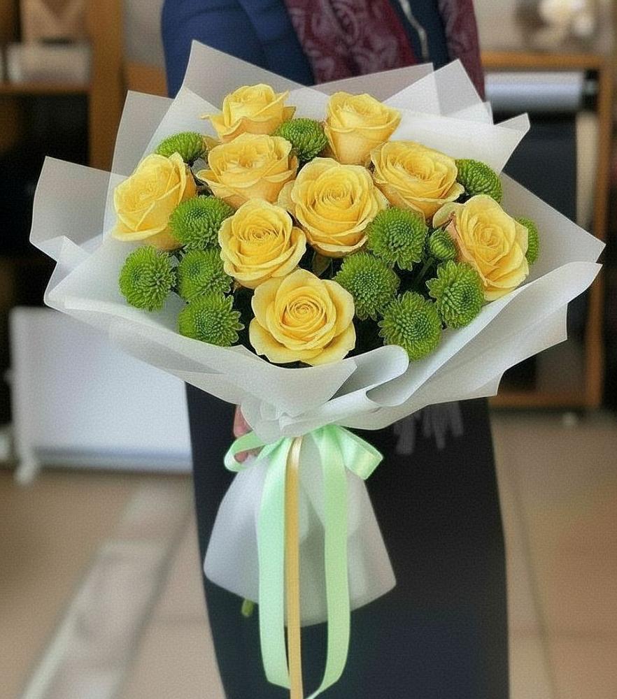 Букет цветов из: Хризантемы и Розы в Бородино