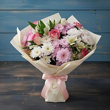 Букет цветов из:  Хризантемы, Альстромерии и Розы в Бородино