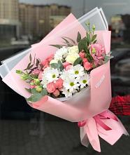 Букет цветов из:  Розы, Лизиантусы и Хризантемы в Бородино